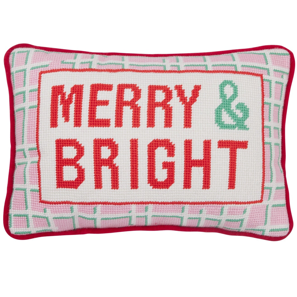 Merry & Bright Embroidered Pillow - The Well Appointed House 