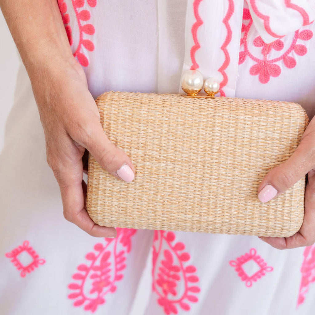 Mimi Pearl Top - Straw Clutch - The Well Appointed House