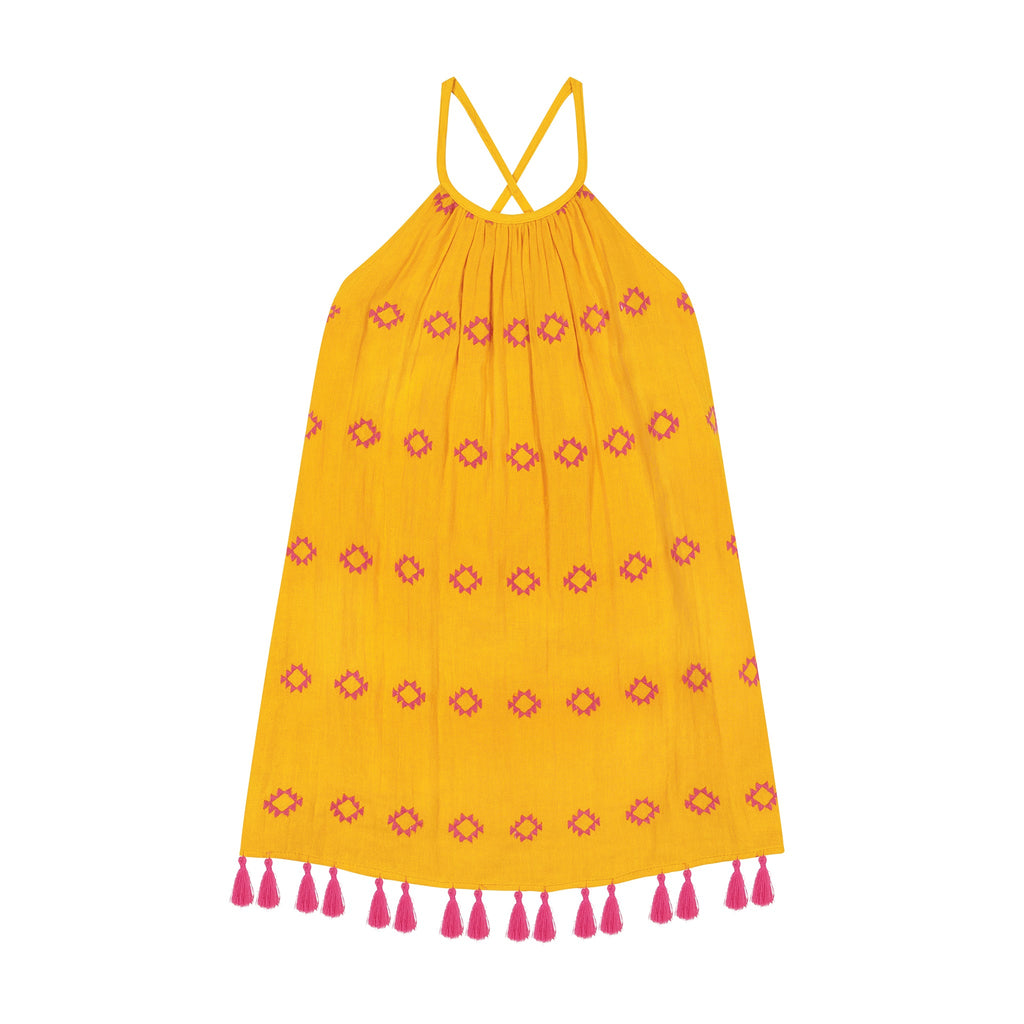 Mini Chantal Girl's Sundress Marigold Embroidery - The Well Appointed House