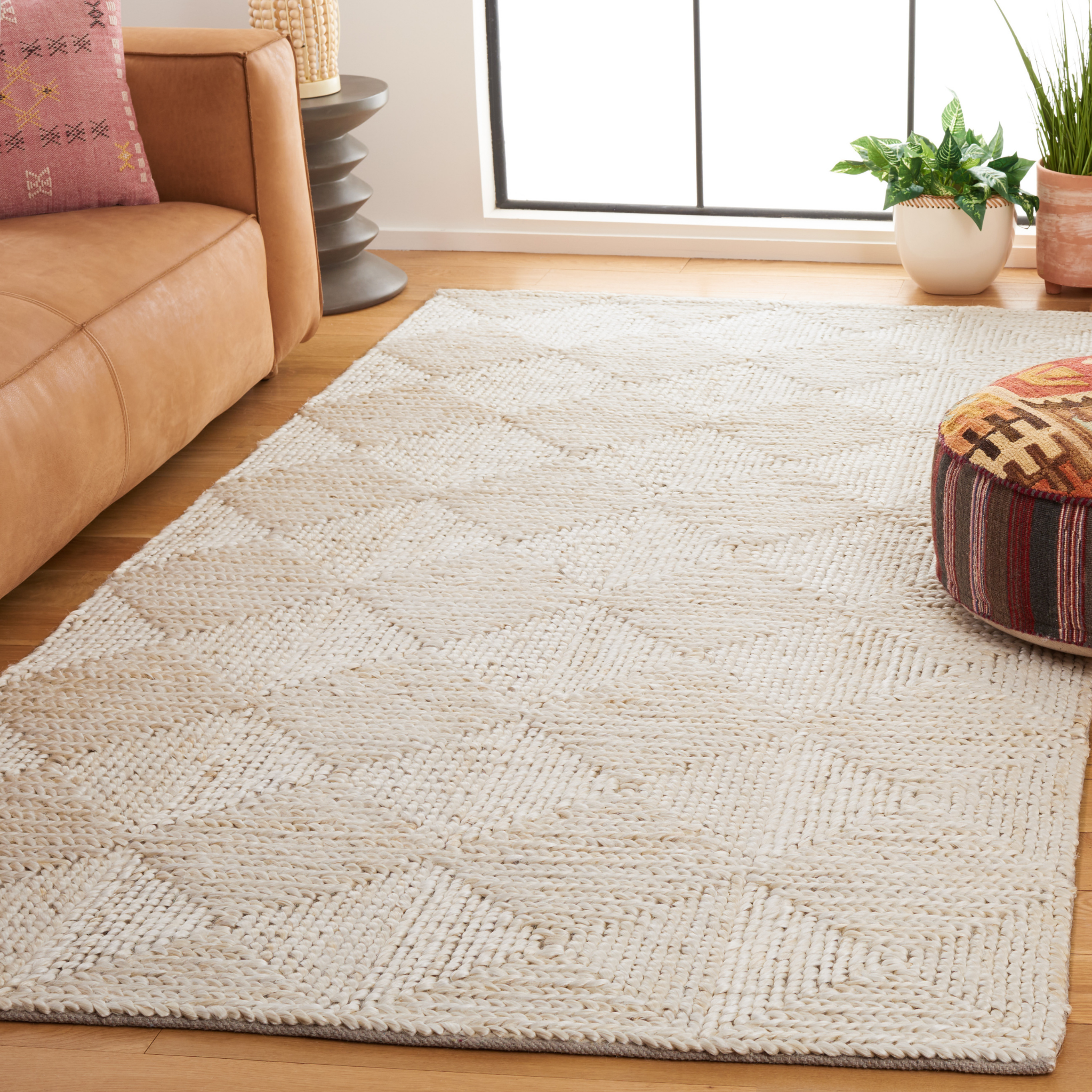 Natural Fiber Bleached Ivory Geometric Hand Loomed Area Rug – The Well ...