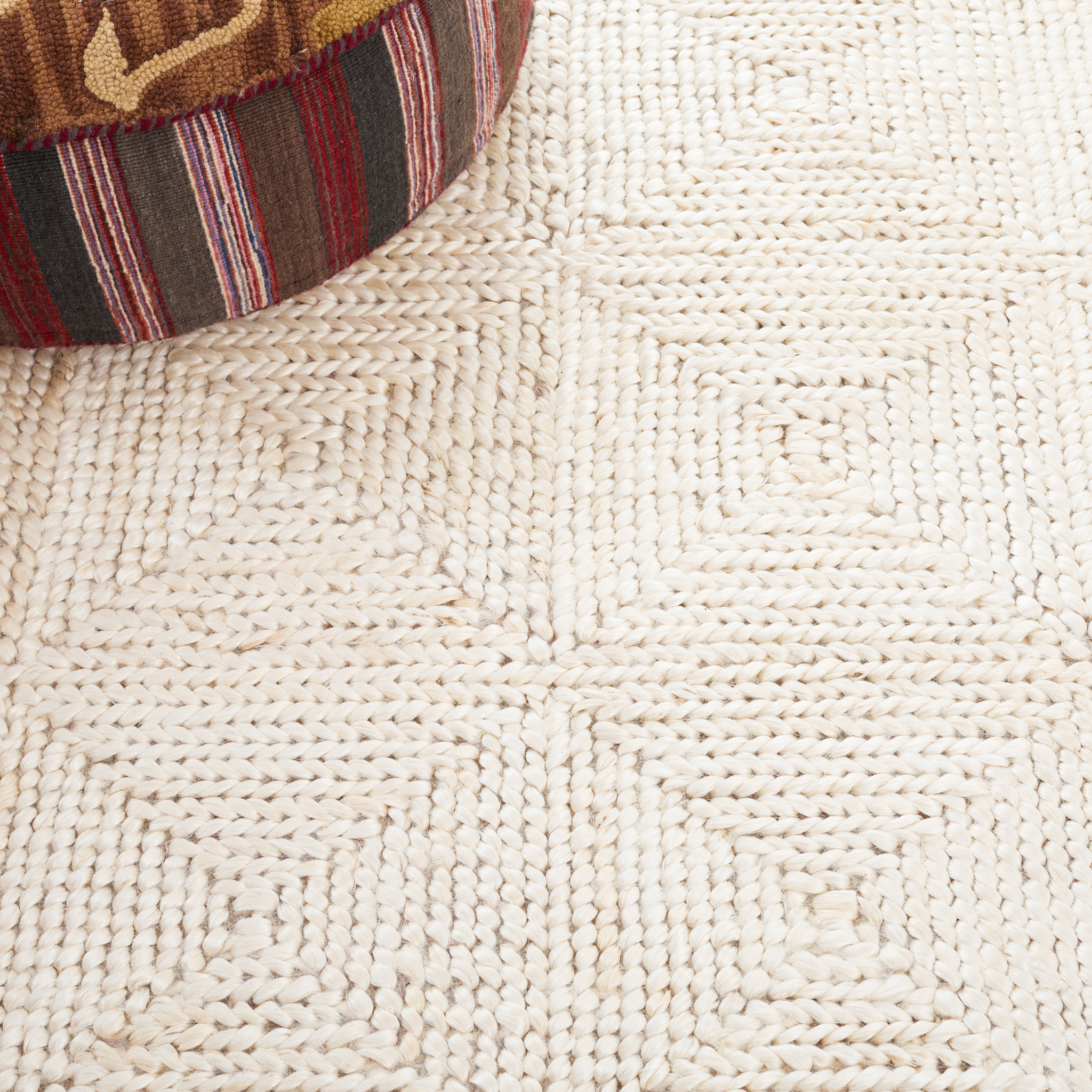 Natural Fiber Bleached Ivory Geometric Hand Loomed Area Rug – The Well ...