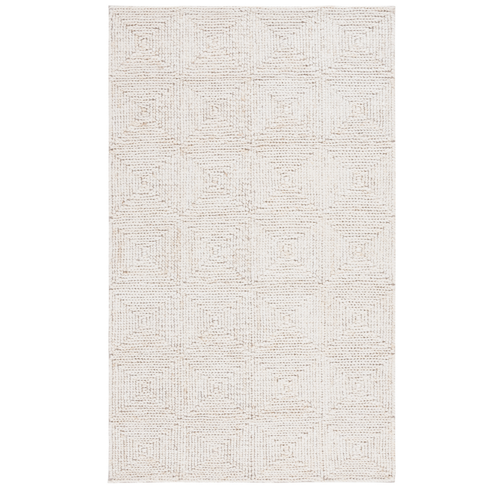 Natural Fiber Bleached Ivory Geometric Hand Loomed Area Rug - The Well Appointed House