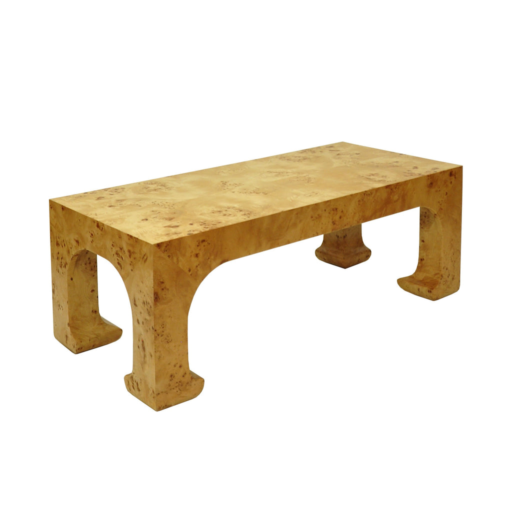 Nicola Pagoda Style Coffee Table in Burl Wood - Coffee Tables - The Well Appointed House