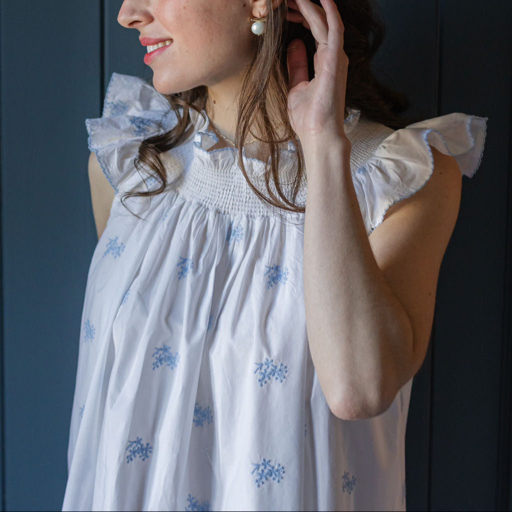 Nancy Cotton Embroidered Nightgown - The Well Appointed House 