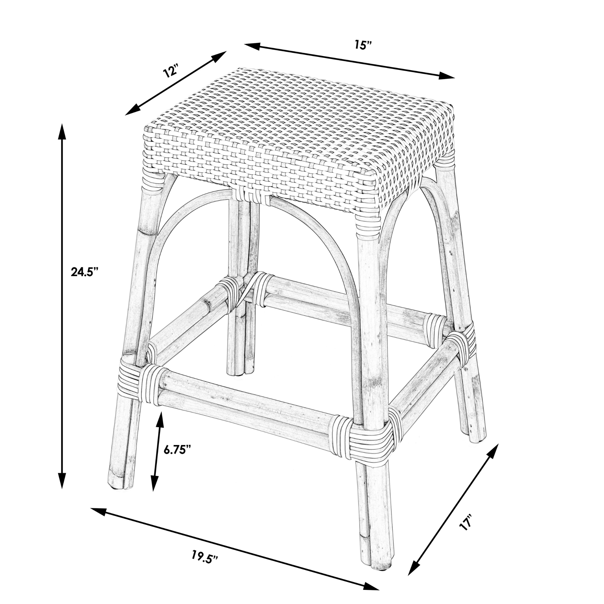 Natural Rattan Frame Rectangular Counter Stool – The Well Appointed House