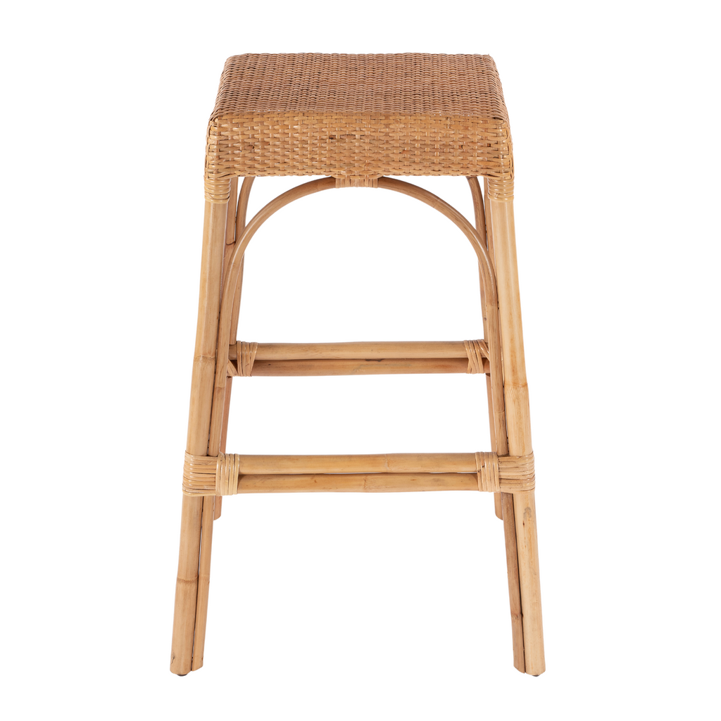 Natural Woven Rattan Backless Bar Stool - The Well Appointed House