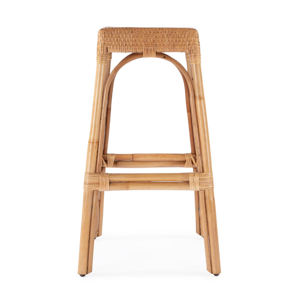 Natural Woven Rattan Backless Bar Stool - The Well Appointed House