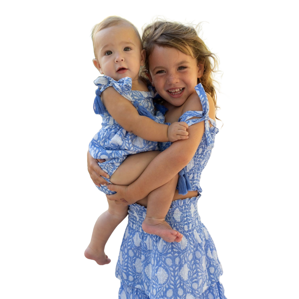 Noelle Girl's Smocked Top and Maxi Skirt Set in Farida Blue - The Well Appointed House