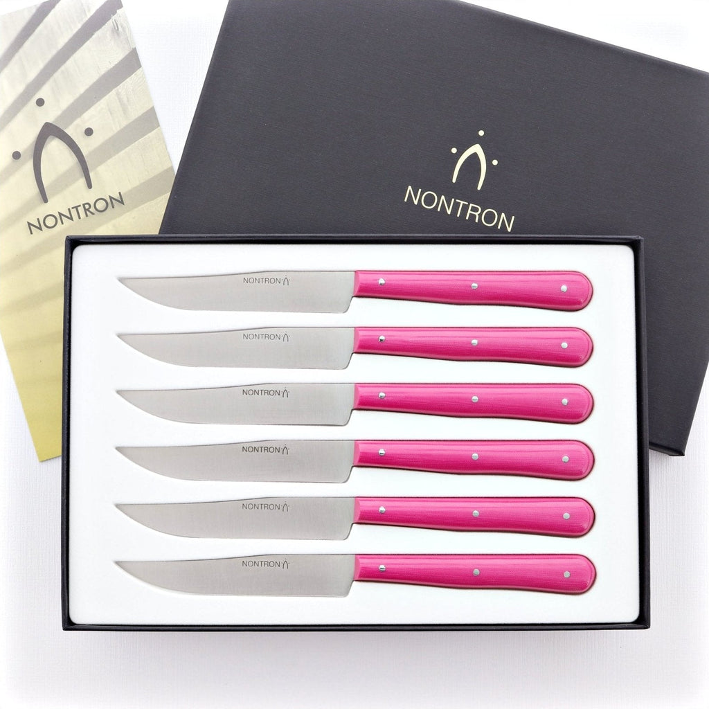 Nontron Steak Knives in Fuchsia Compressed Fabric - THE WELL APPOINTED HOUSE