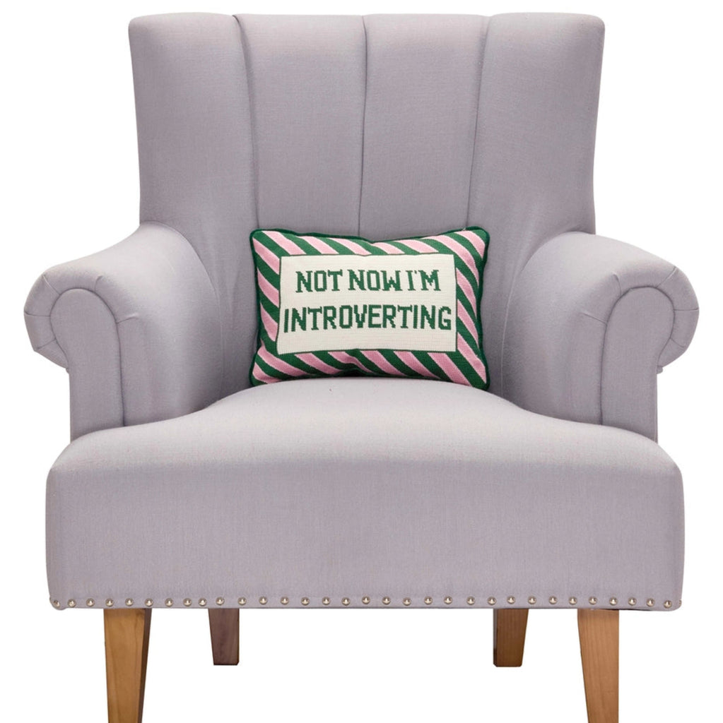 Not Now I'm Introverting Embroidered Pillow - The Well Appointed House 
