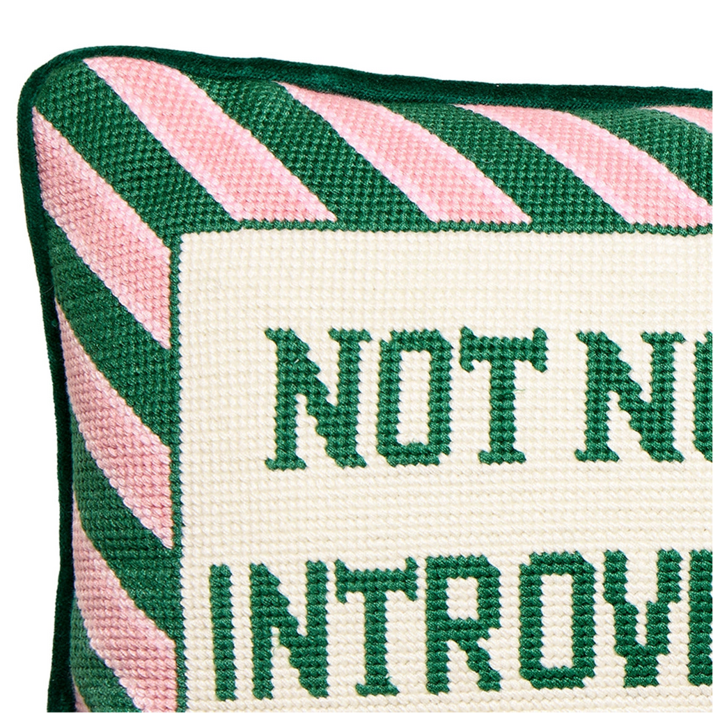 Not Now I'm Introverting Embroidered Pillow - The Well Appointed House 