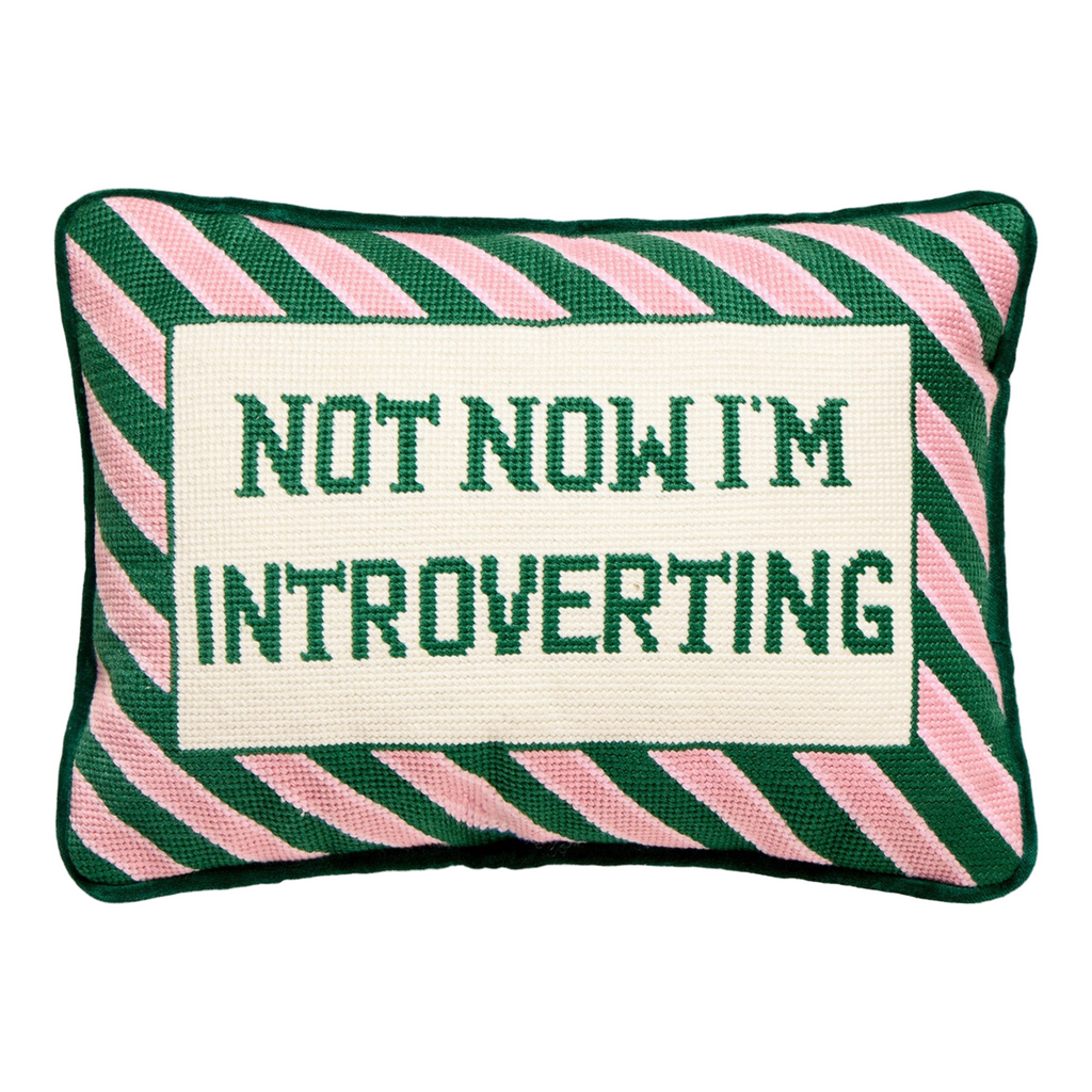 Not Now I'm Introverting Embroidered Pillow - The Well Appointed House 