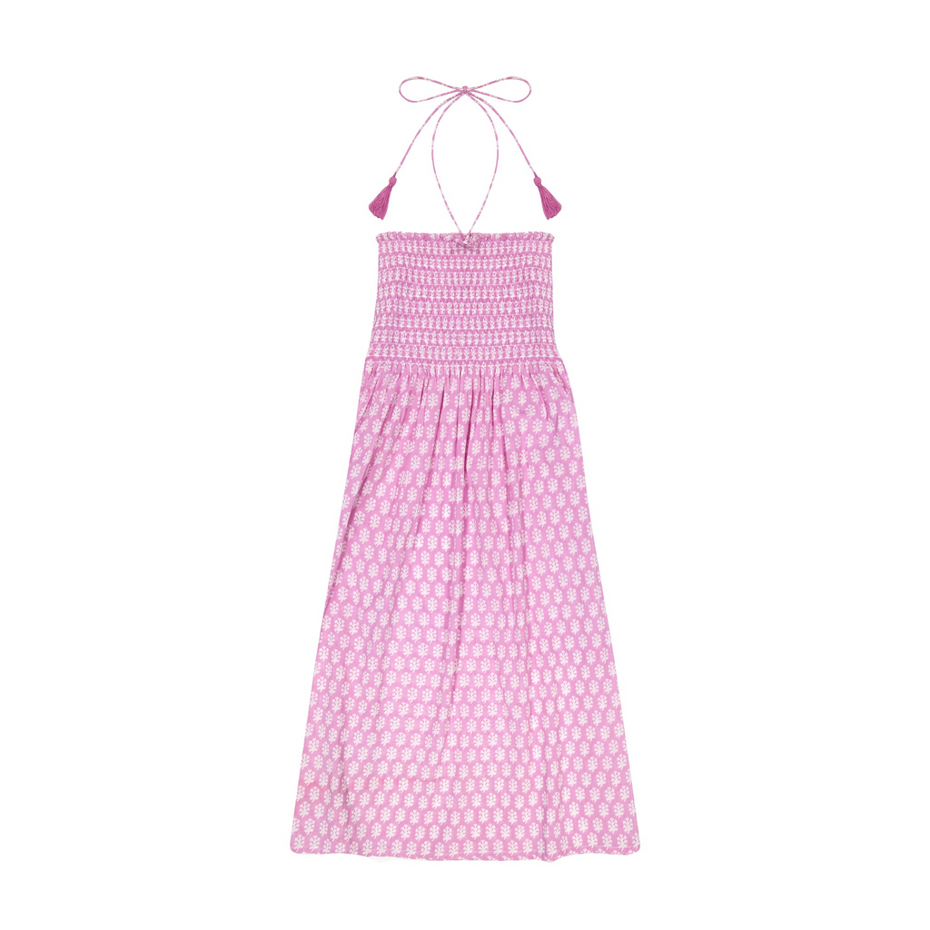 Oceane Women's Smocked Tie Beach Dress in Violet Booti - The Well Appointed House