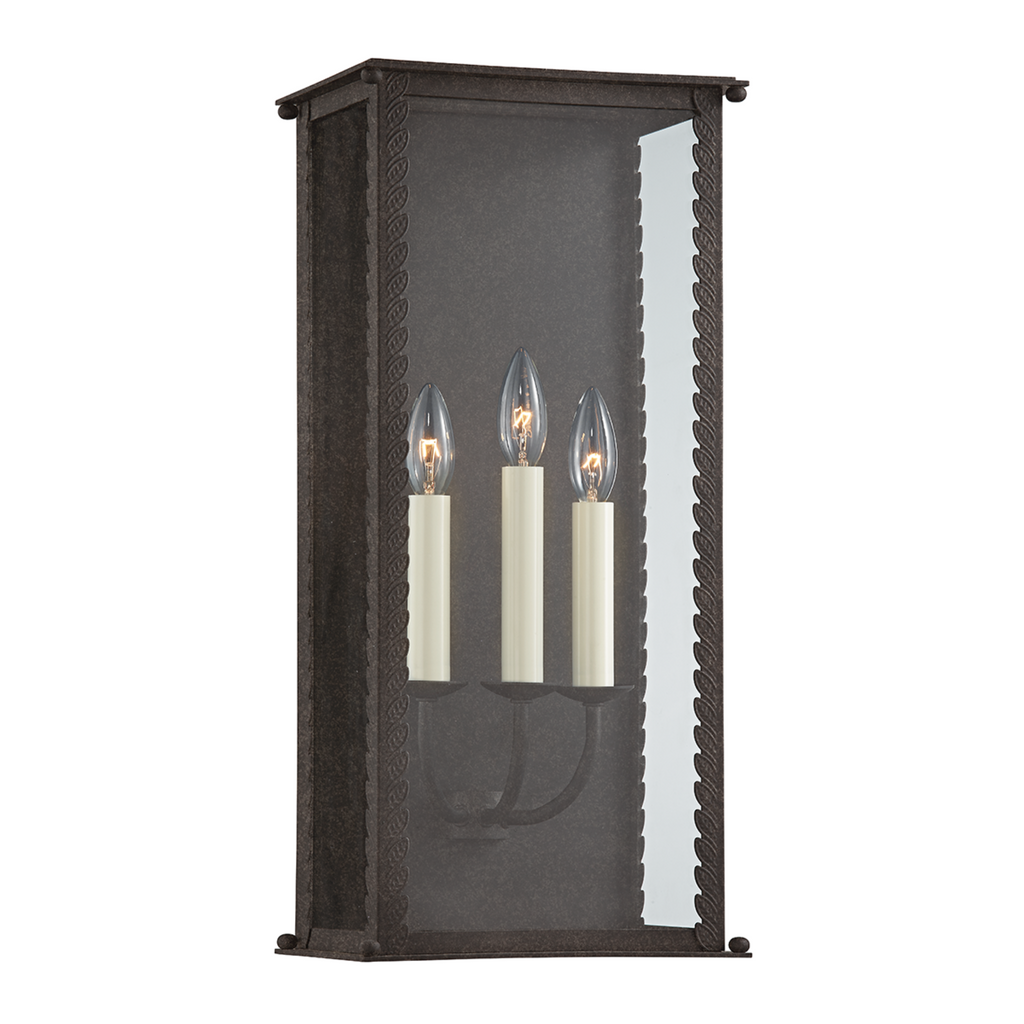 Outdoor Zuma Three Lamp Wall Sconce in French Iron Finish - The Well Appointed House