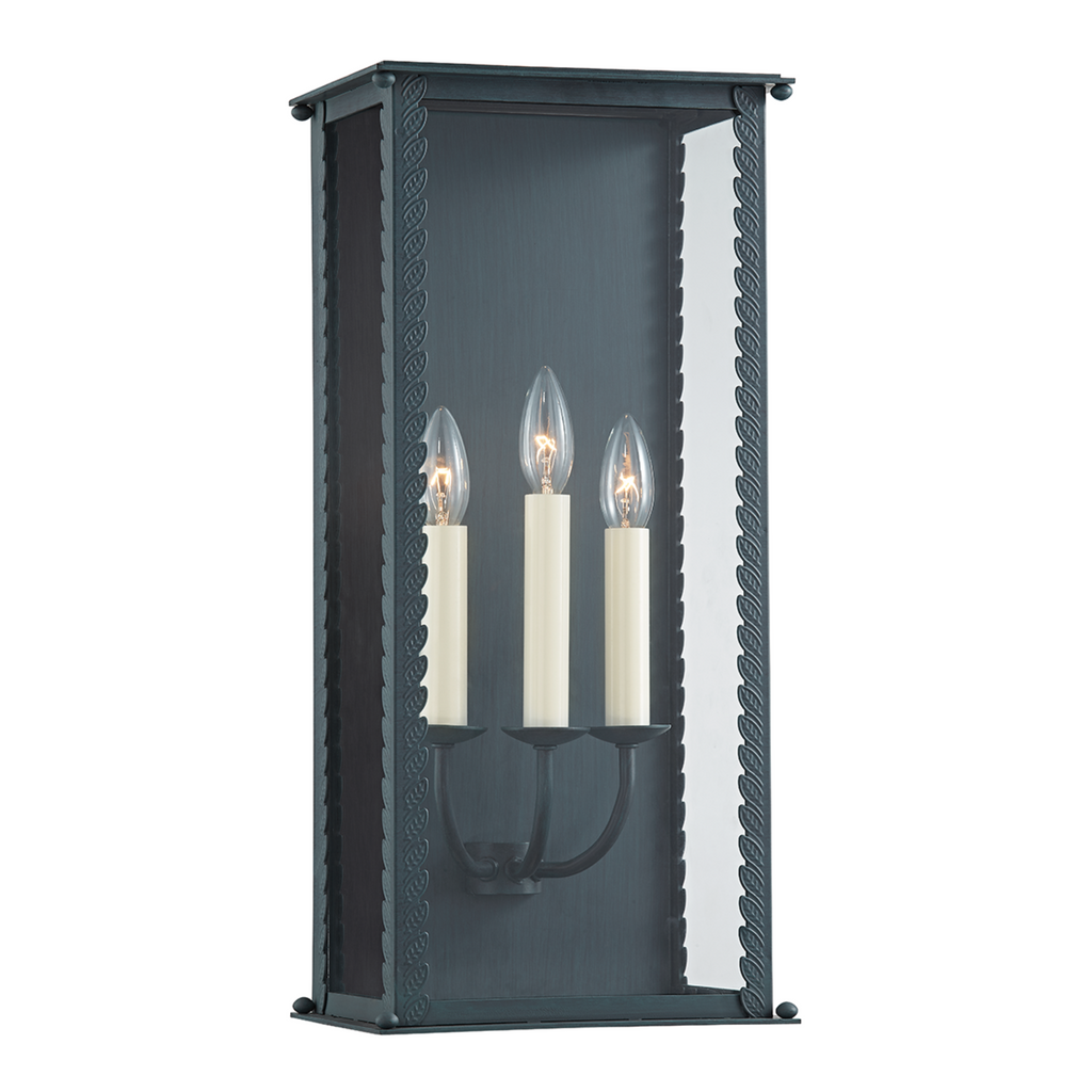 Outdoor Zuma Three Lamp Wall Sconce in Verdigris Finish - The Well Appointed House