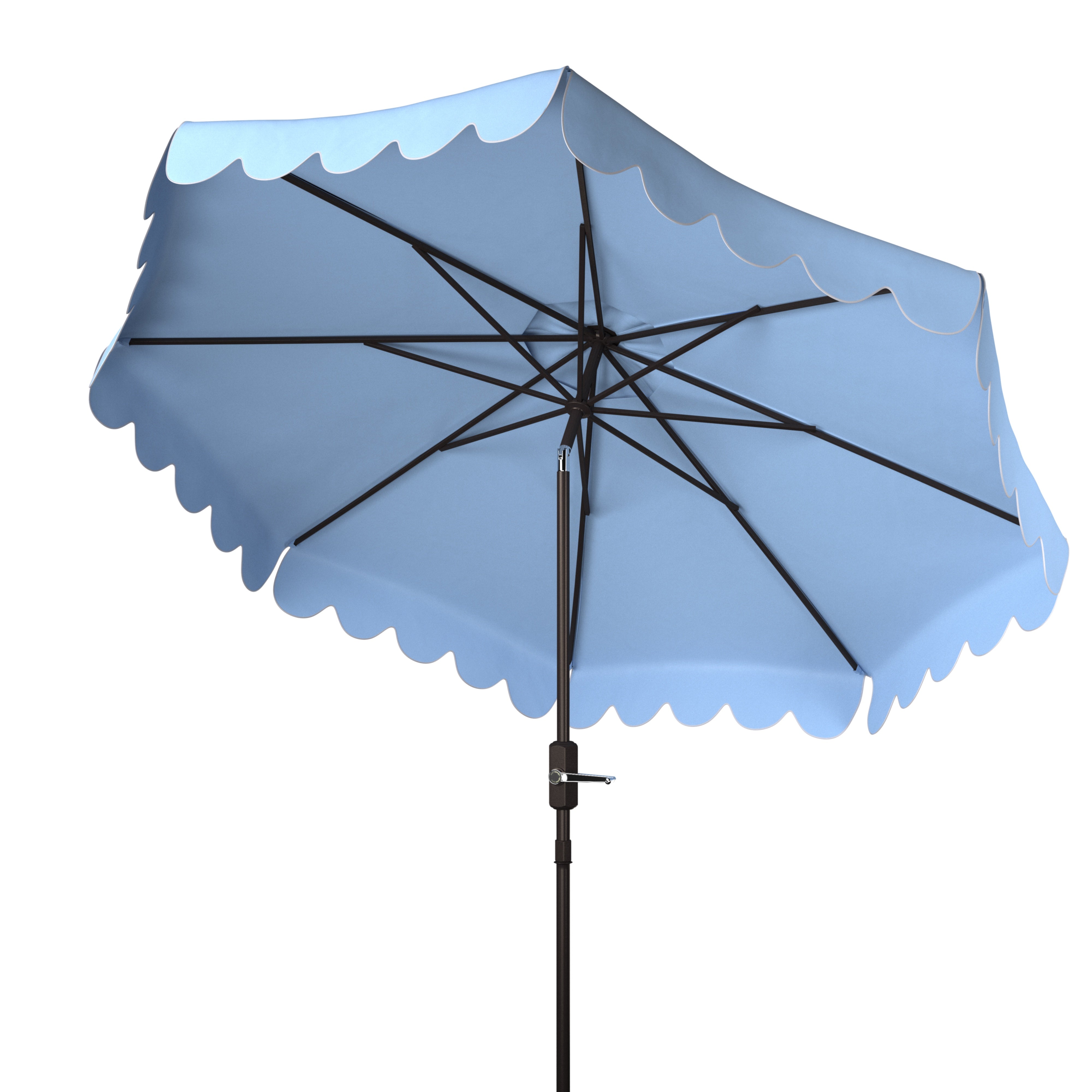 Baby Blue Scalloped Edge 9' Crank Outdoor Patio Umbrella – The Well Appointed House