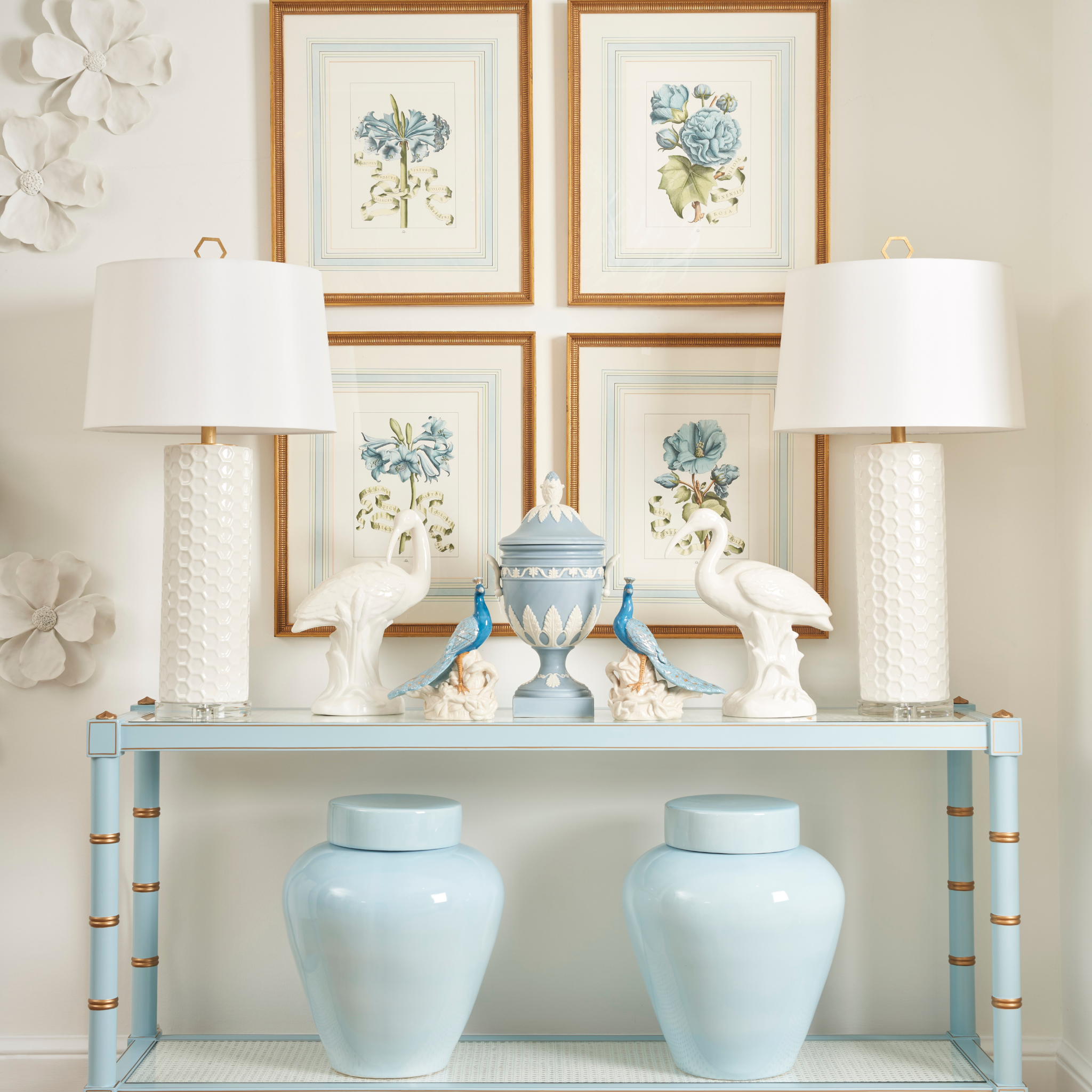 Pair of Blue Hand Painted Porcelain Peacocks – The Well Appointed
