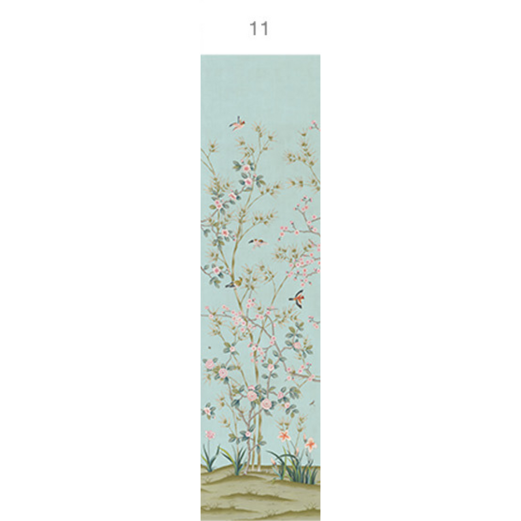 Parc Bonaire Chinoiserie Mural Wallpaper Panels in Aegean - The Well Appointed House