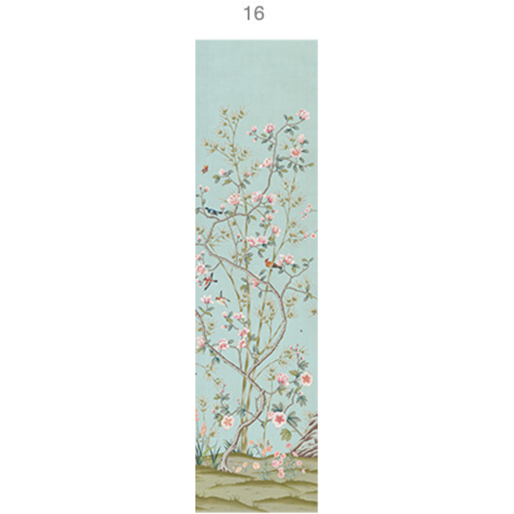 Parc Bonaire Chinoiserie Mural Wallpaper Panels in Aegean - The Well Appointed House