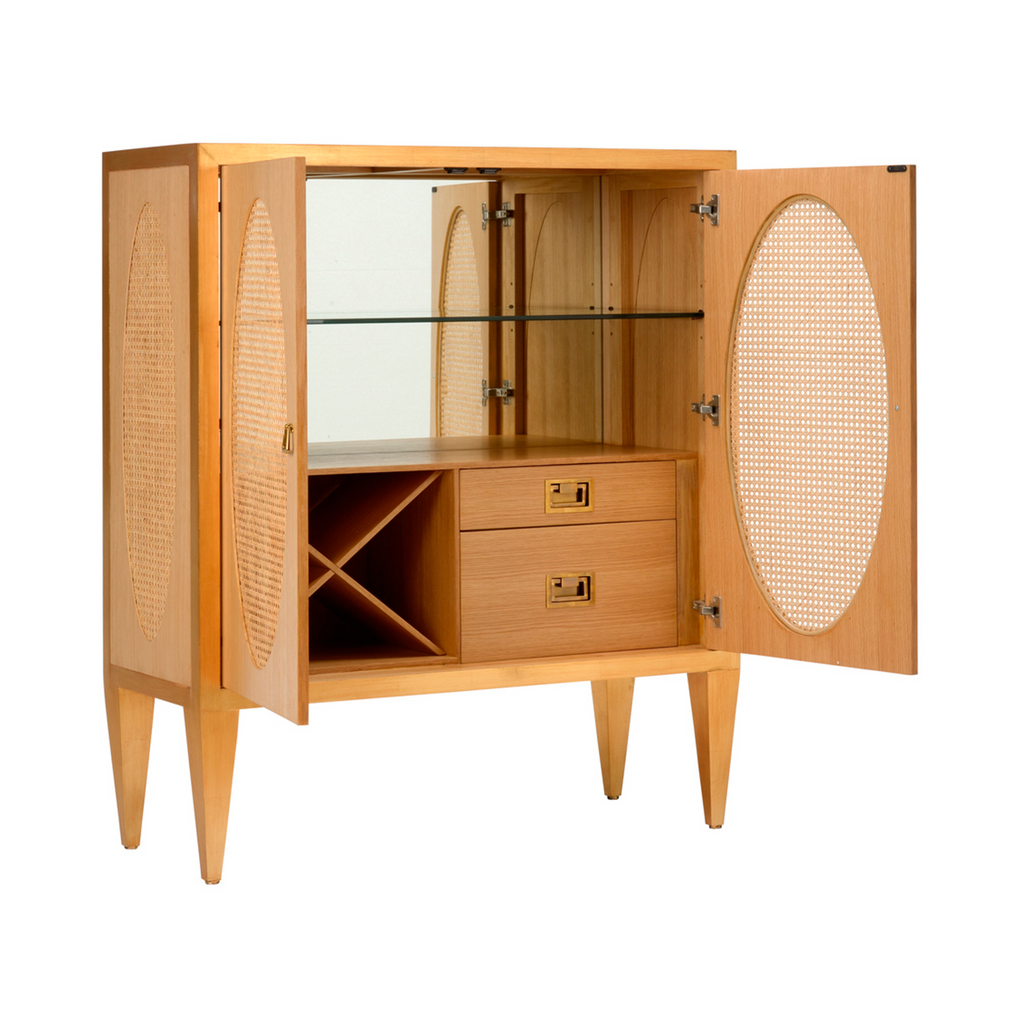 Petite Caned Bar Cabinet - The Well Appointed House