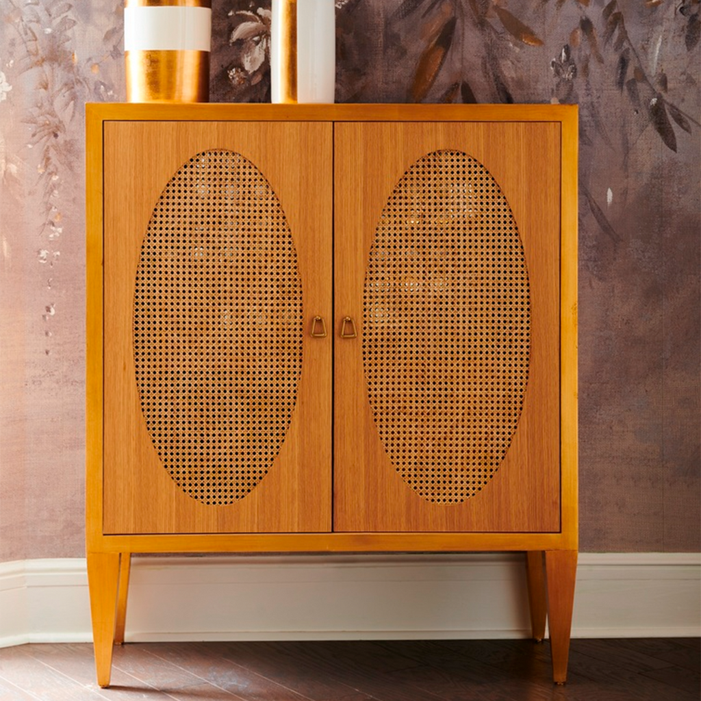 Petite Caned Bar Cabinet - The Well Appointed House