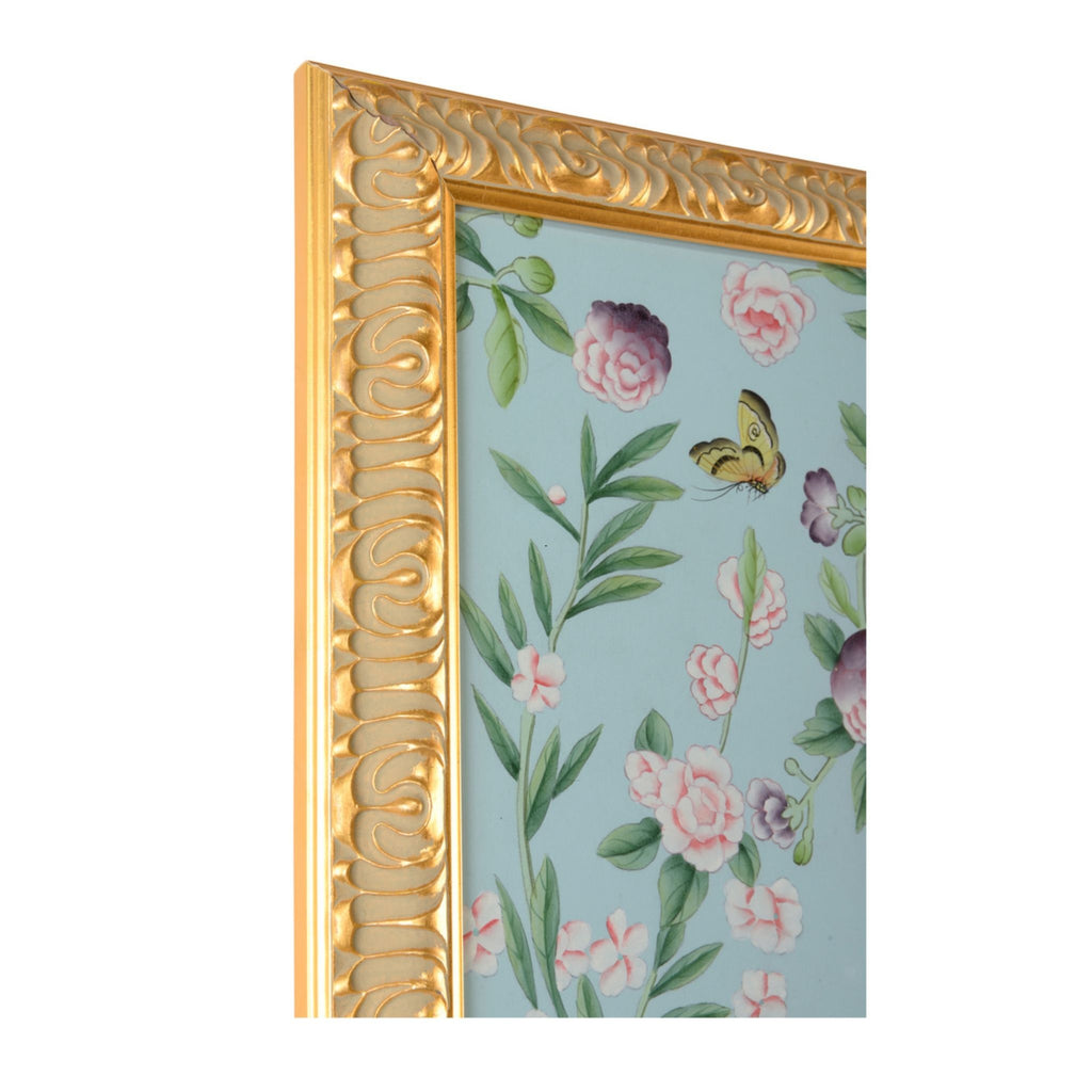 Phil. Panel Green Birds Watercolor on Silk Wall Art - The Well Appointed House