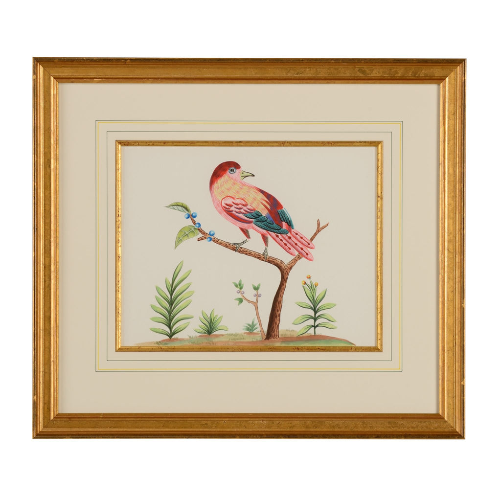 Pink With Blue Berries Watercolor on Paper Wall Art - The Well Appointed House