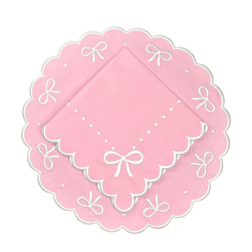 Pink Juliet Bows Napkin, Set of 4 - The Well Appointed House