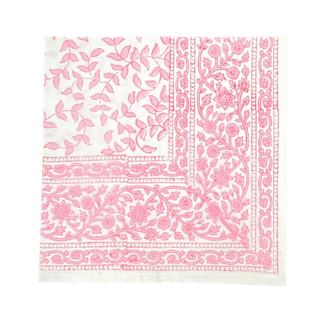 Pink Leaves Napkin, Set of 4 - The Well Appointed House