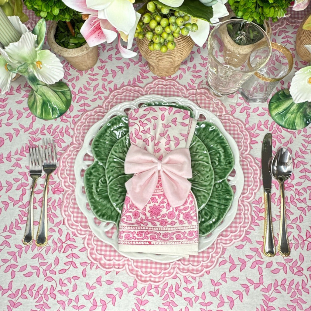 Pink Leaves Napkin, Set of 4 - The Well Appointed House