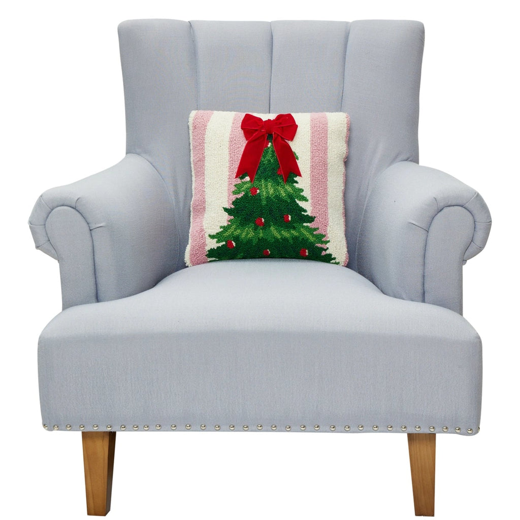 Pink Stripe Tree with Ribbon Hook Pillow - The Well Appointed House 