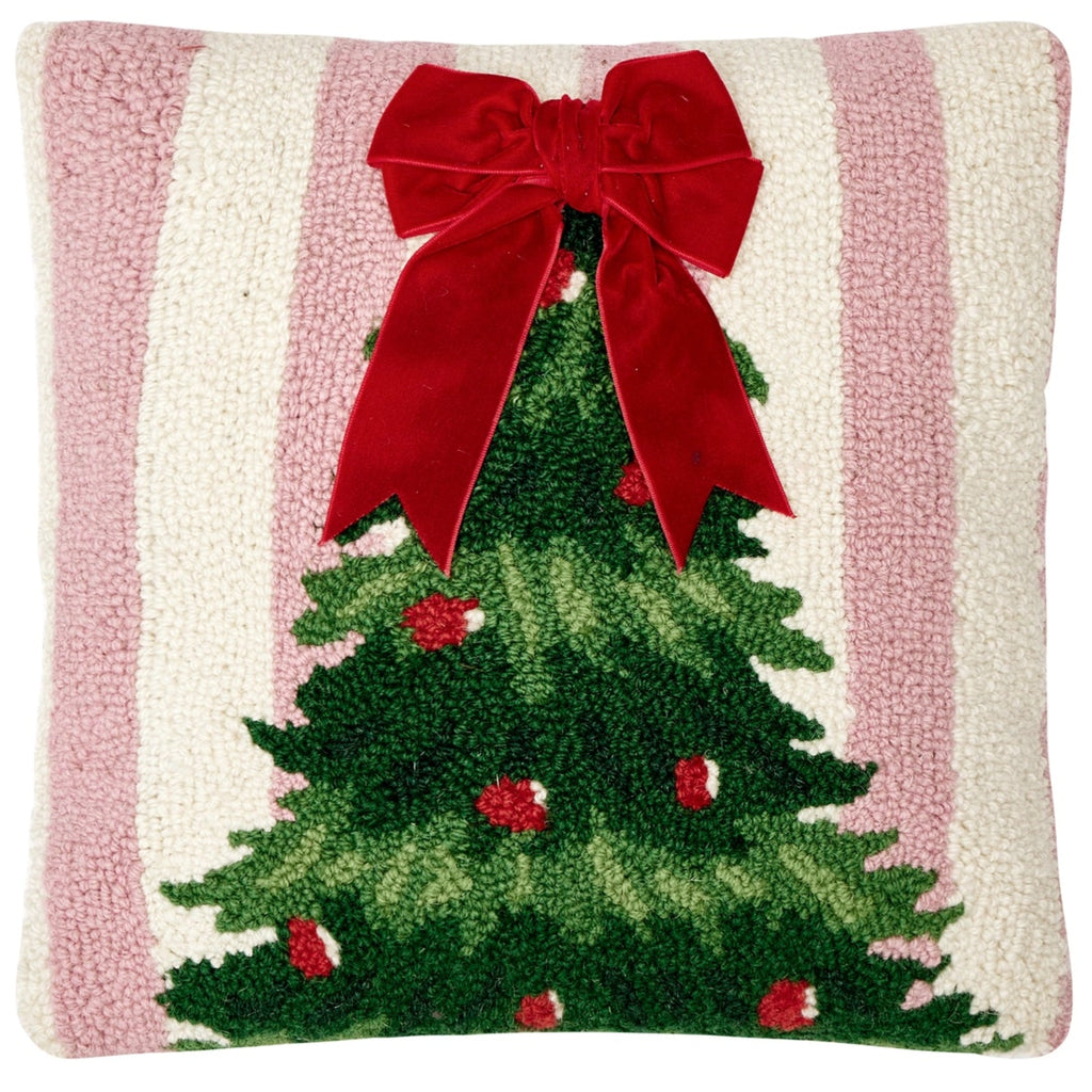 Pink Stripe Tree with Ribbon Hook Pillow - The Well Appointed House 