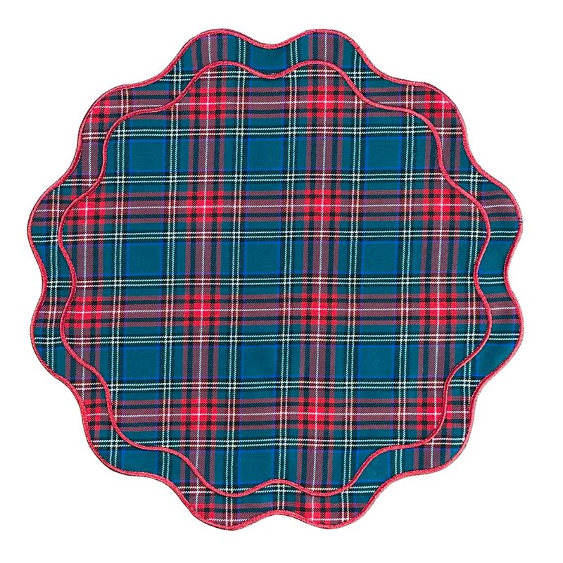 Darby Placemat in Plaid with Red Embroidery - Well Appointed House