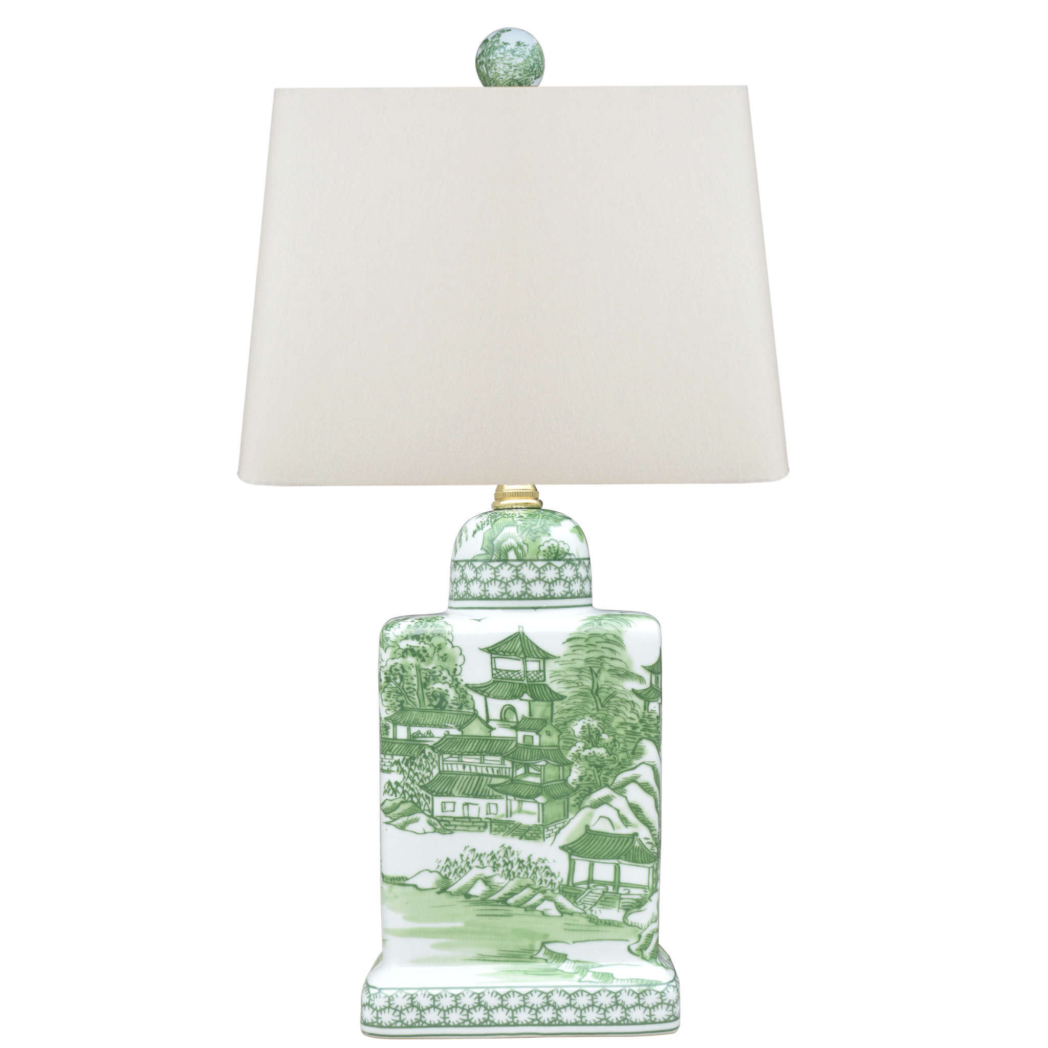 Porcelain Green Chinoiserie Tea House Lamp