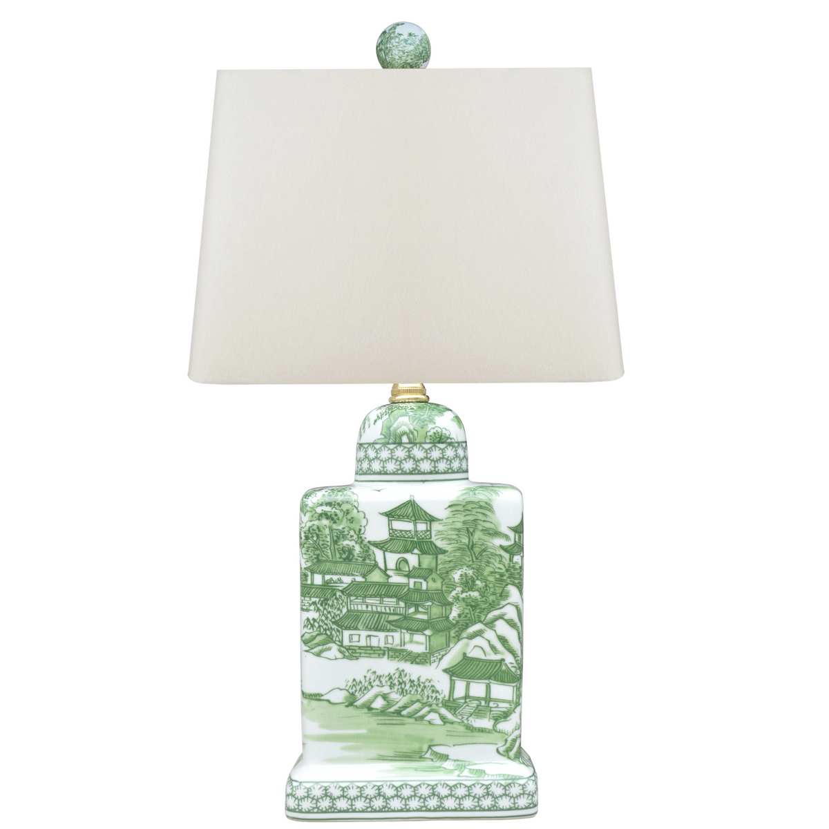 Porcelain Green Chinoiserie Tea House Lamp