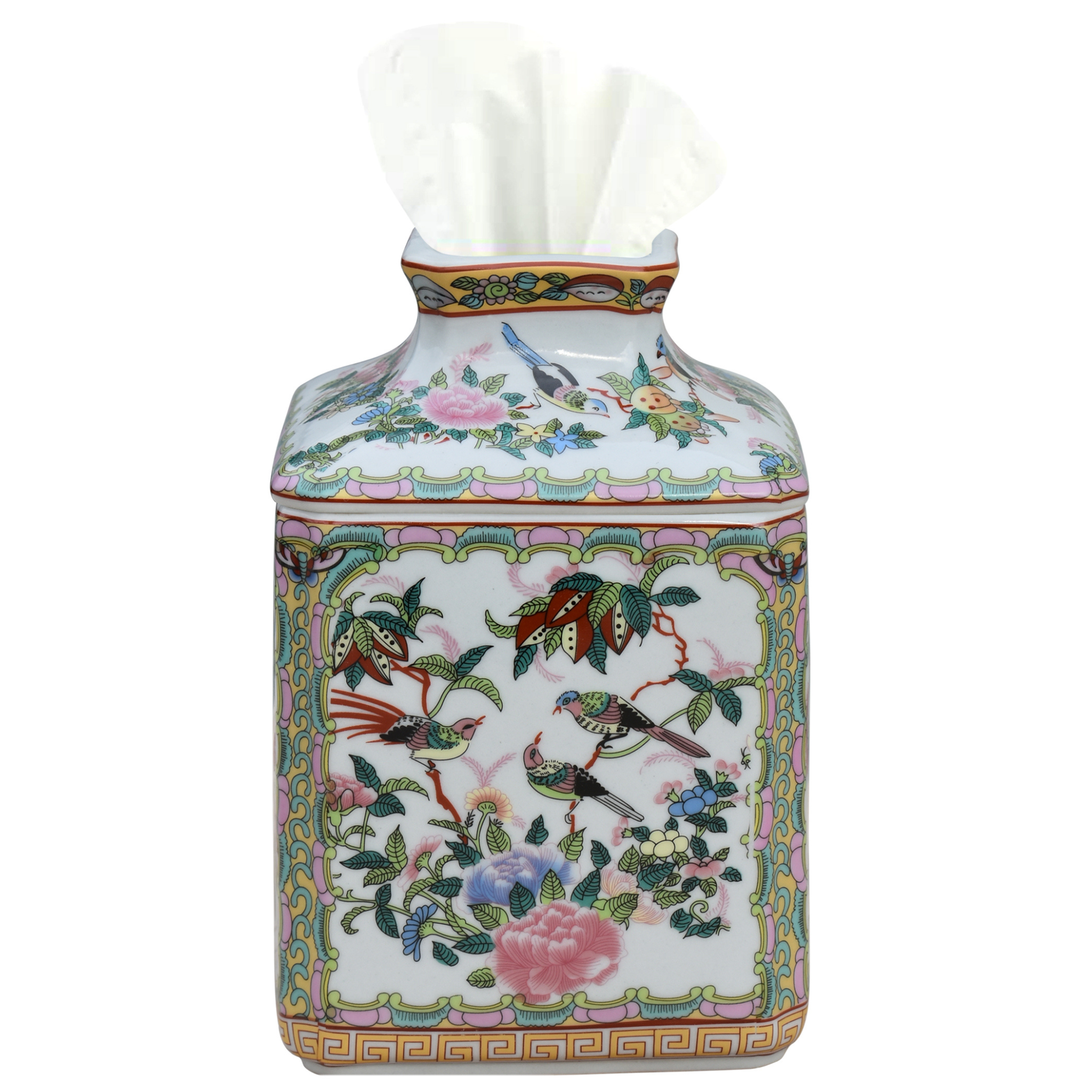 Porcelain Rose Canton Square Tissue Box Holder