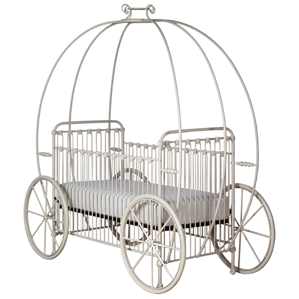 Pumpkin Carriage Design Metal Crib With Curl Details - The Well Appointed House