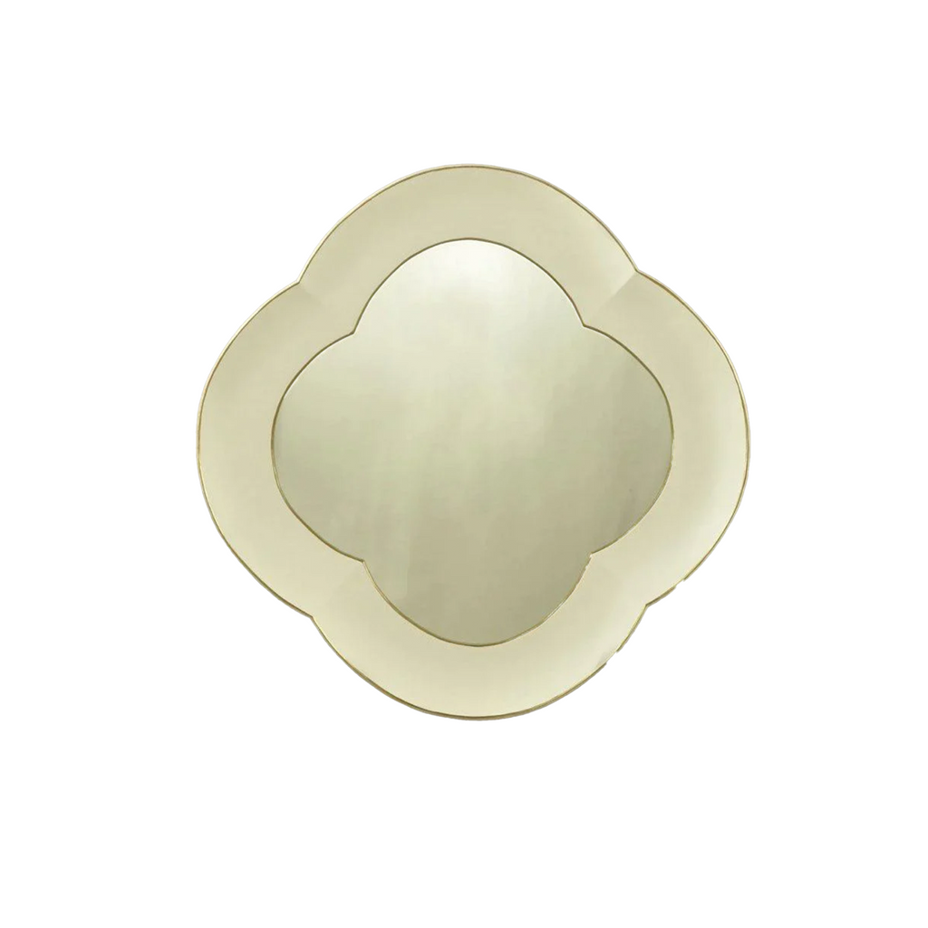 Quatrefoil Large Mirror in White with Gold Edging - Wall Mirrors - The Well Appointed House
