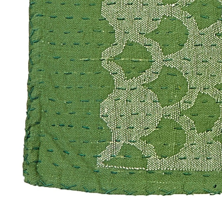 Artisan Hand Loomed Cotton Table Runner - Green Ginkgo - 18"x96" - The Well Appointed House