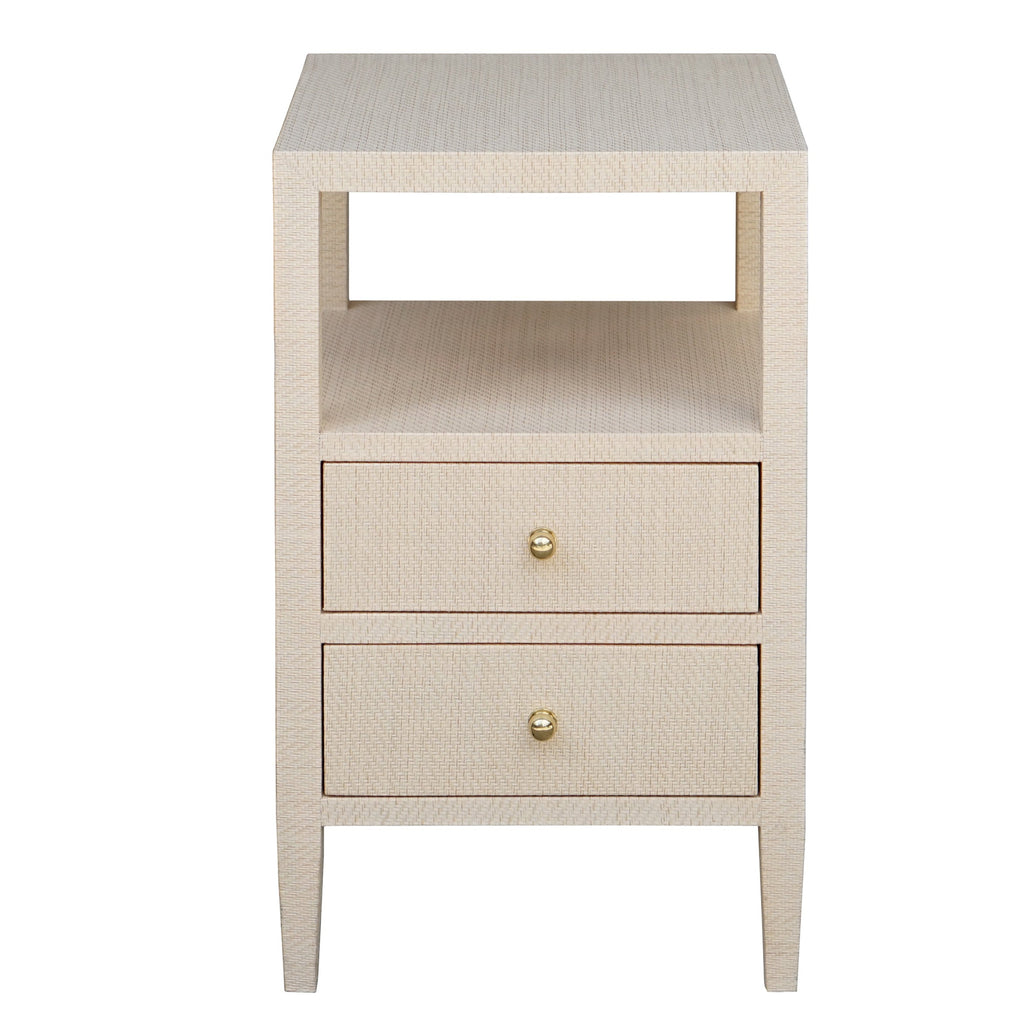 Roscoe Two Drawer Side Table in Natural Grasscloth - Side & Accent Tables - The Well Appointed House