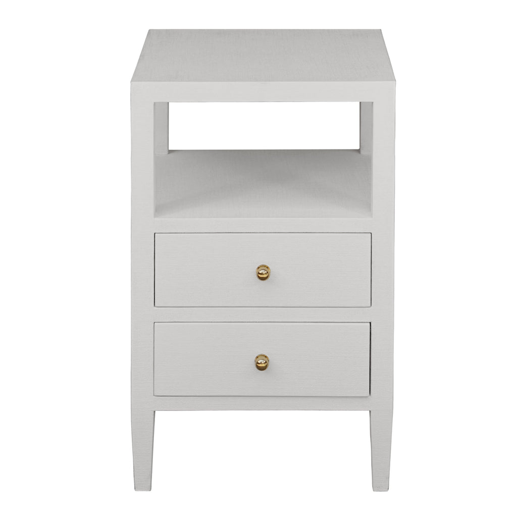 Roscoe Two Drawer Side Table in White Linen - Side & Accent Tables - The Well Appointed House