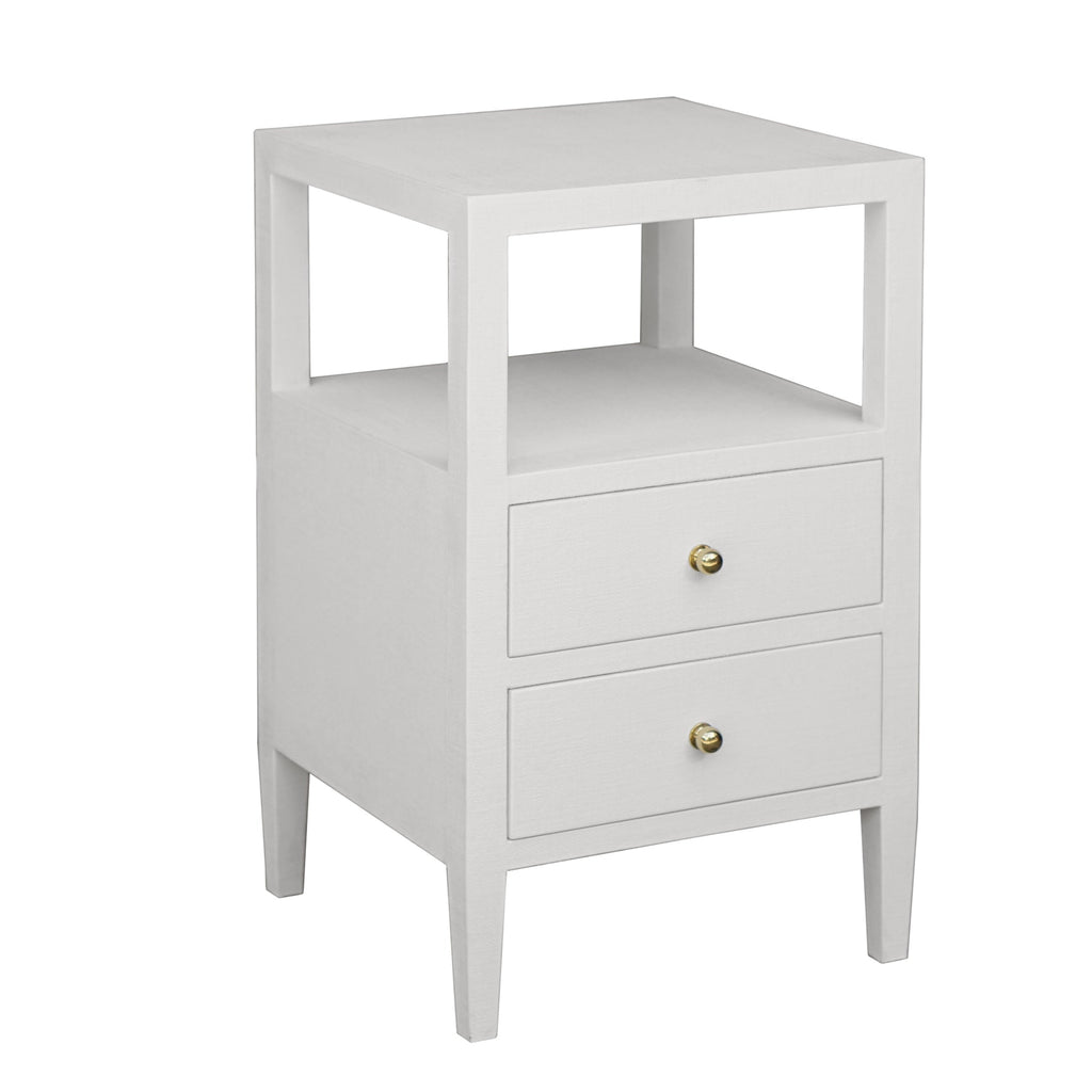 Roscoe Two Drawer Side Table in White Linen - Side & Accent Tables - The Well Appointed House