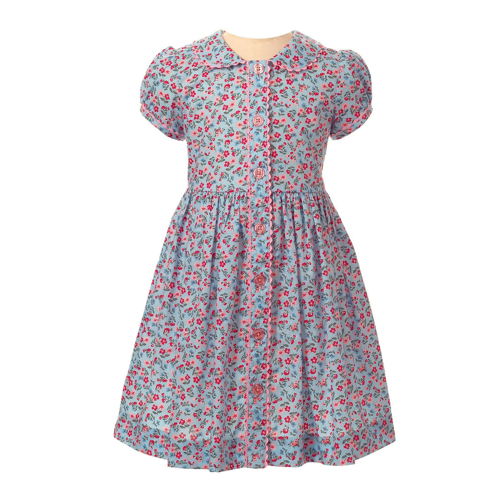 Blue Floral Button Front Dress - The Well Appointed House