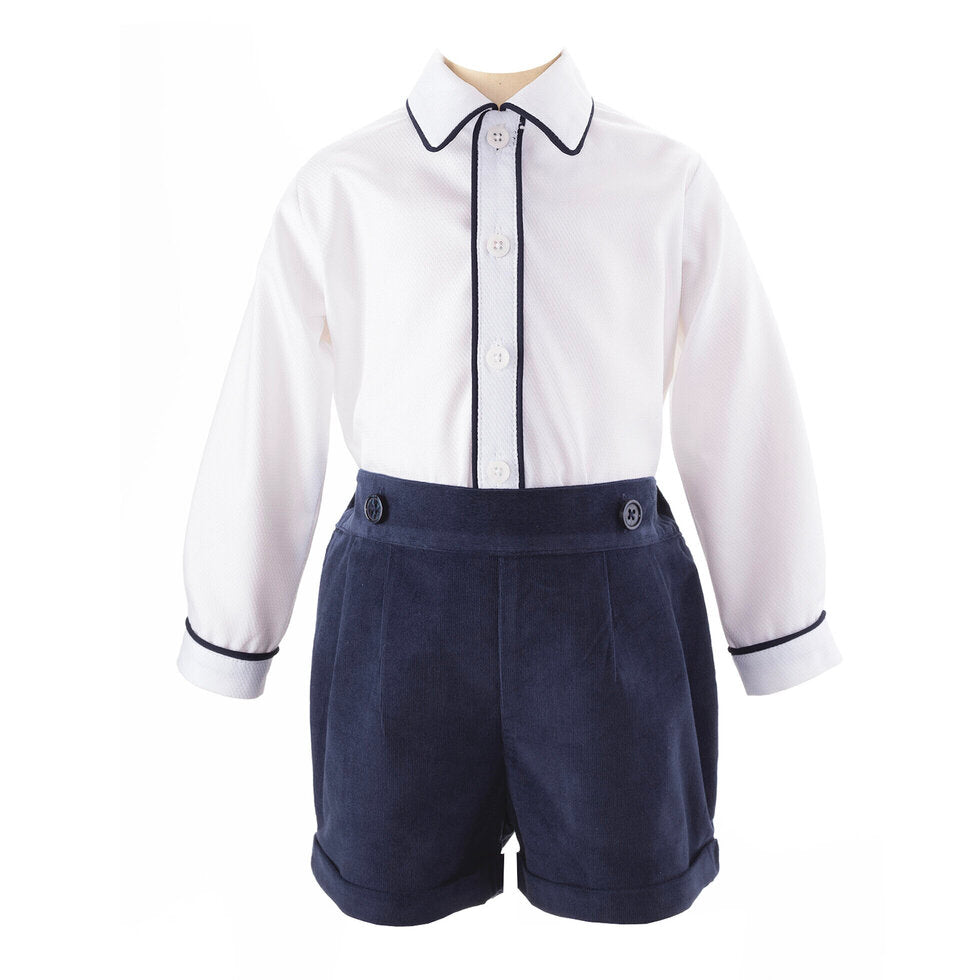 Cord Short & Shirt Set, Navy - The Well Appointed House