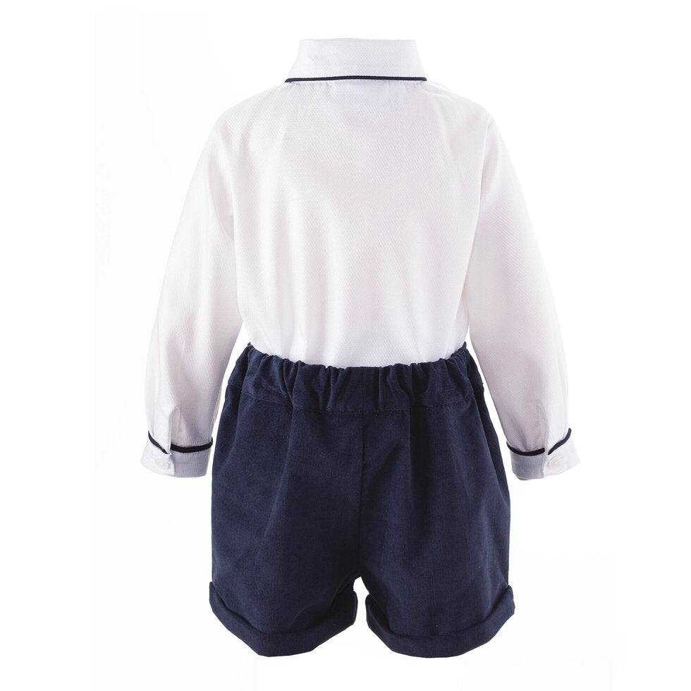 Cord Short & Shirt Set, Navy - The Well Appointed House