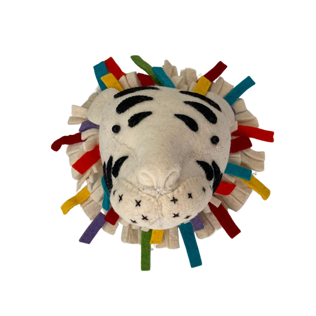 Rainbow Tiger Head Kids Wall Decor - BARGAIN BASEMENT ITEM- The Well Appointed House