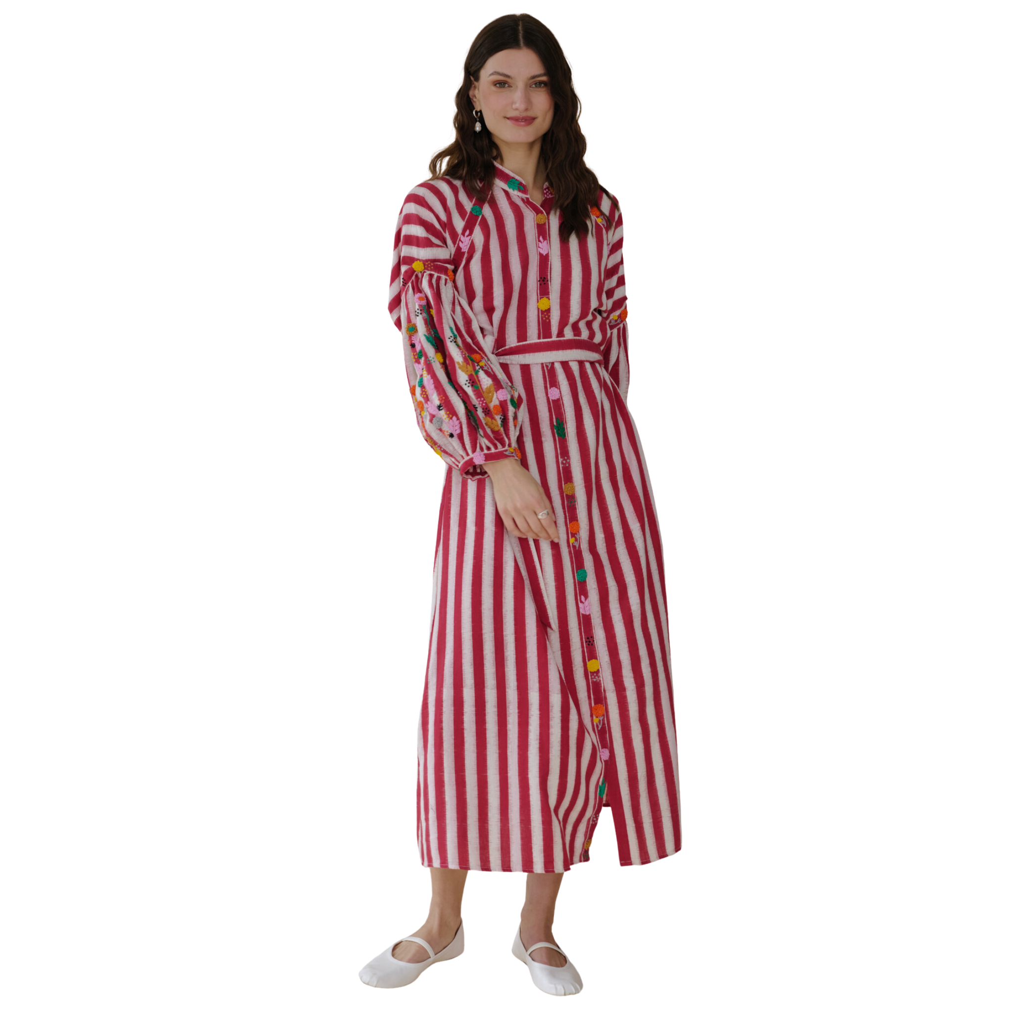 embroidered house dress Ivory Cotton Gauze Embroidered Dress
