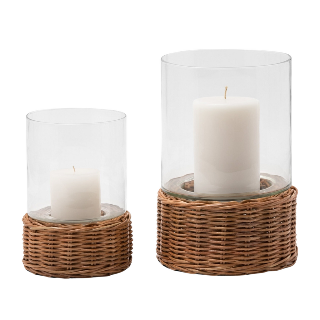 Rattan Hurricane Candle Holders - The Well Appointed House