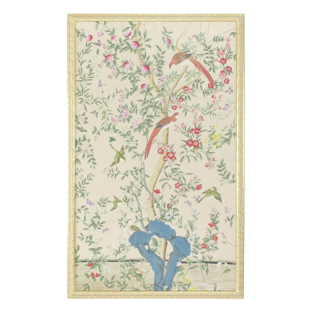 Red Cockatoo Panels Watercolor on Silk Wall Art - The Well Appointed House