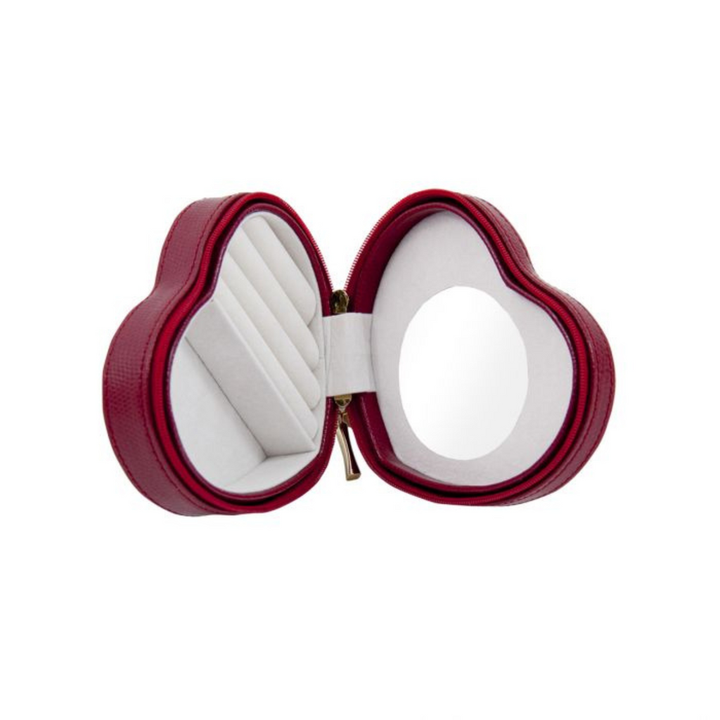 Red Leather Heart Shaped Jewelry Box - The Well Appointed House